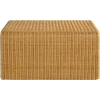 Table basse carrée en rotin de 36 pouces, bords en cascade, brun naturel texturé