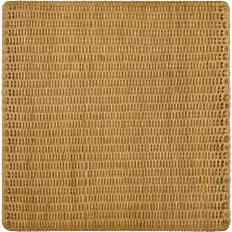 Table basse carrée en rotin de 36 pouces, bords en cascade, brun naturel texturé
