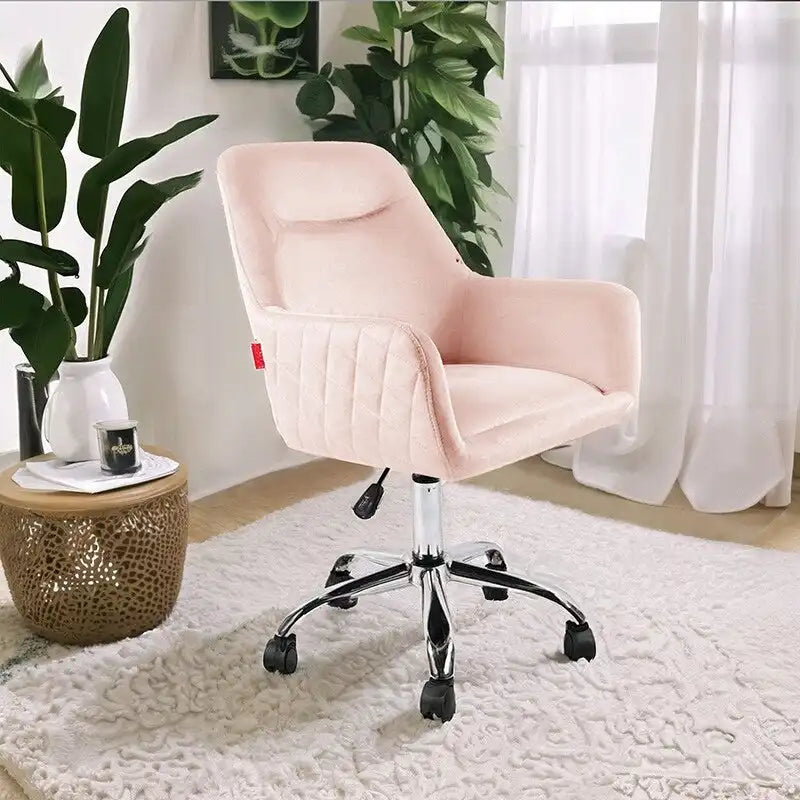 VANITII Fauteuil d'appoint Chaise de bureau pivotante avec roulettes Moderne Réglable en hauteur Rose/Gris/Blanc
