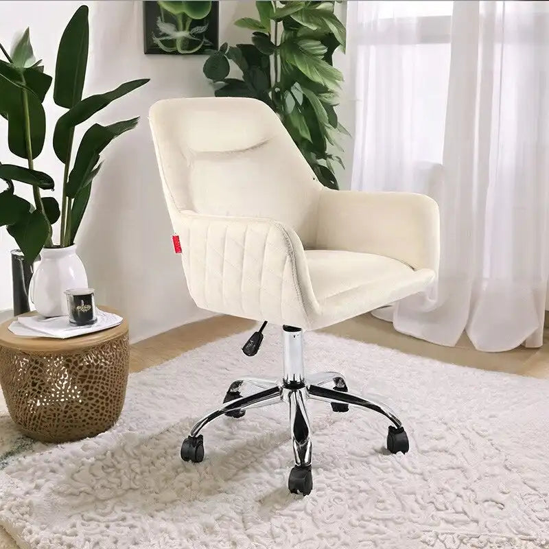 VANITII Fauteuil d'appoint Chaise de bureau pivotante avec roulettes Moderne Réglable en hauteur Rose/Gris/Blanc