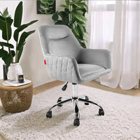 VANITII Fauteuil d'appoint Chaise de bureau pivotante avec roulettes Moderne Réglable en hauteur Rose/Gris/Blanc