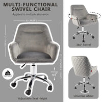 VANITII Fauteuil d'appoint Chaise de bureau pivotante avec roulettes Moderne Réglable en hauteur Rose/Gris/Blanc