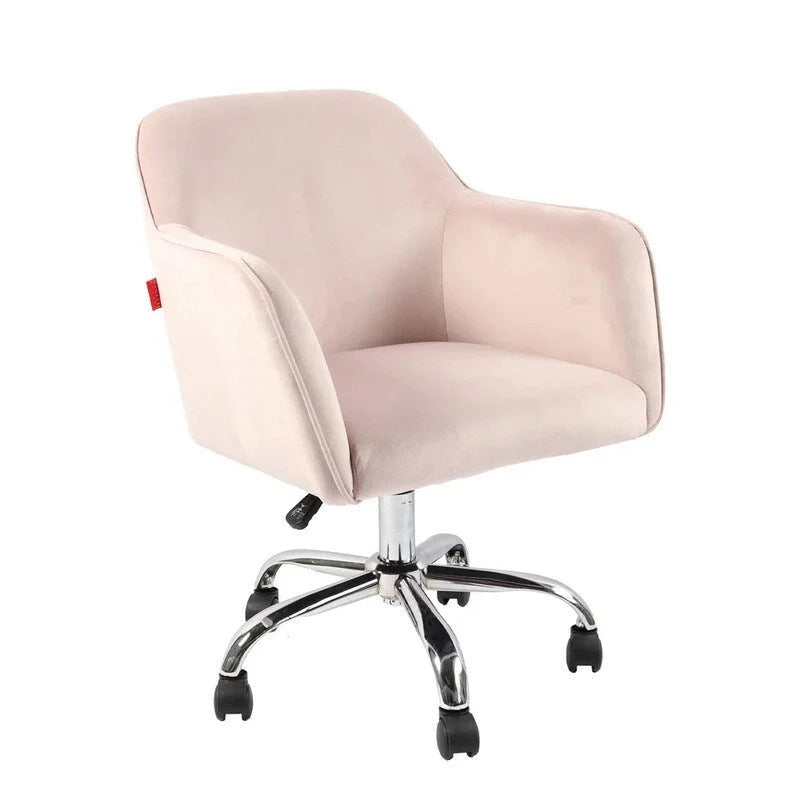 VANITII Fauteuil d'appoint Chaise de bureau pivotante avec roulettes Moderne Réglable en hauteur Rose/Gris/Blanc
