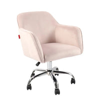 VANITII Fauteuil d'appoint Chaise de bureau pivotante avec roulettes Moderne Réglable en hauteur Rose/Gris/Blanc