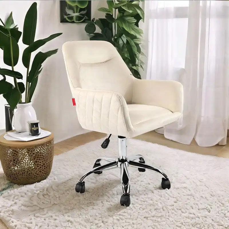 VANITII Fauteuil d'appoint Chaise de bureau pivotante avec roulettes Moderne Réglable en hauteur Rose/Gris/Blanc