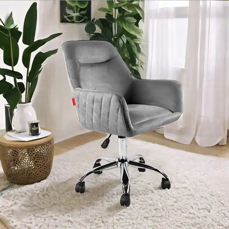 VANITII Fauteuil d'appoint Chaise de bureau pivotante avec roulettes Moderne Réglable en hauteur Rose/Gris/Blanc