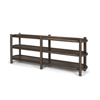 Table console ovale Romi en bois brun foncé avec 3 étagères