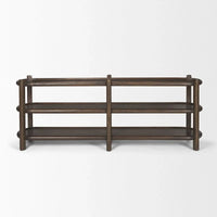 Table console ovale Romi en bois brun foncé avec 3 étagères
