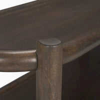 Table console ovale Romi en bois brun foncé avec 3 étagères