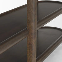 Table console ovale Romi en bois brun foncé avec 3 étagères