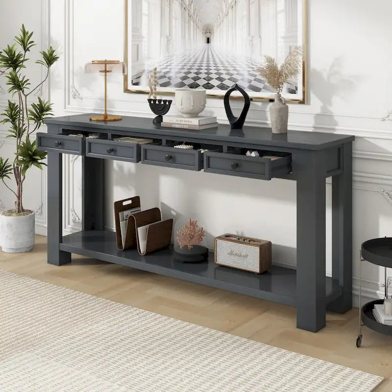 Console pour entrée, couloir, table de canapé avec tiroirs de rangement et étagère inférieure