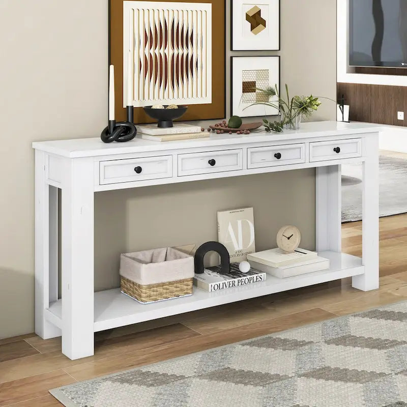 Console pour entrée, couloir, table de canapé avec tiroirs de rangement et étagère inférieure