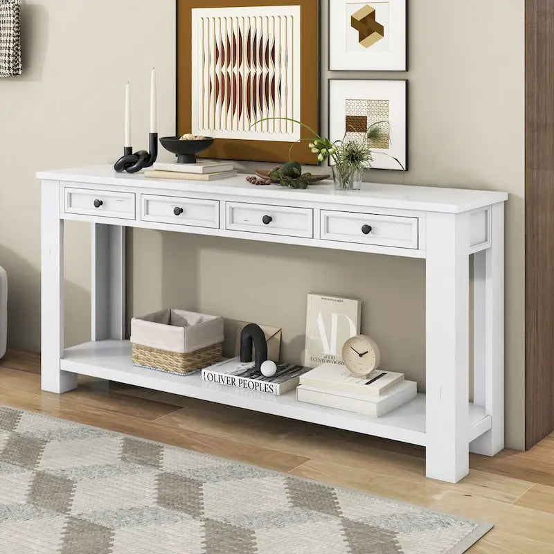 Console pour entrée, couloir, table de canapé avec tiroirs de rangement et étagère inférieure