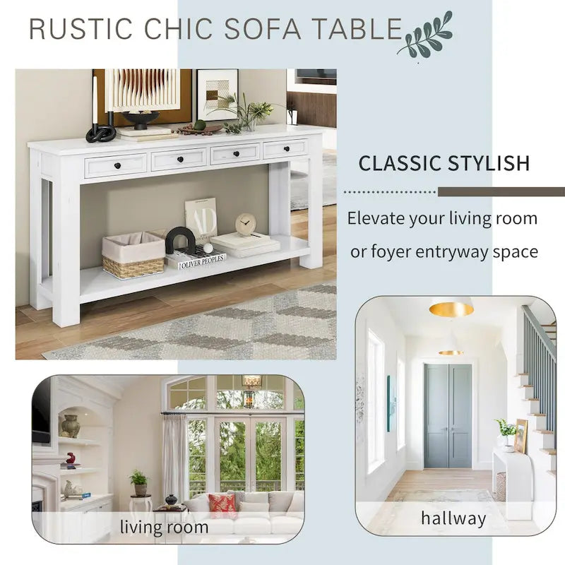 Console pour entrée, couloir, table de canapé avec tiroirs de rangement et étagère inférieure
