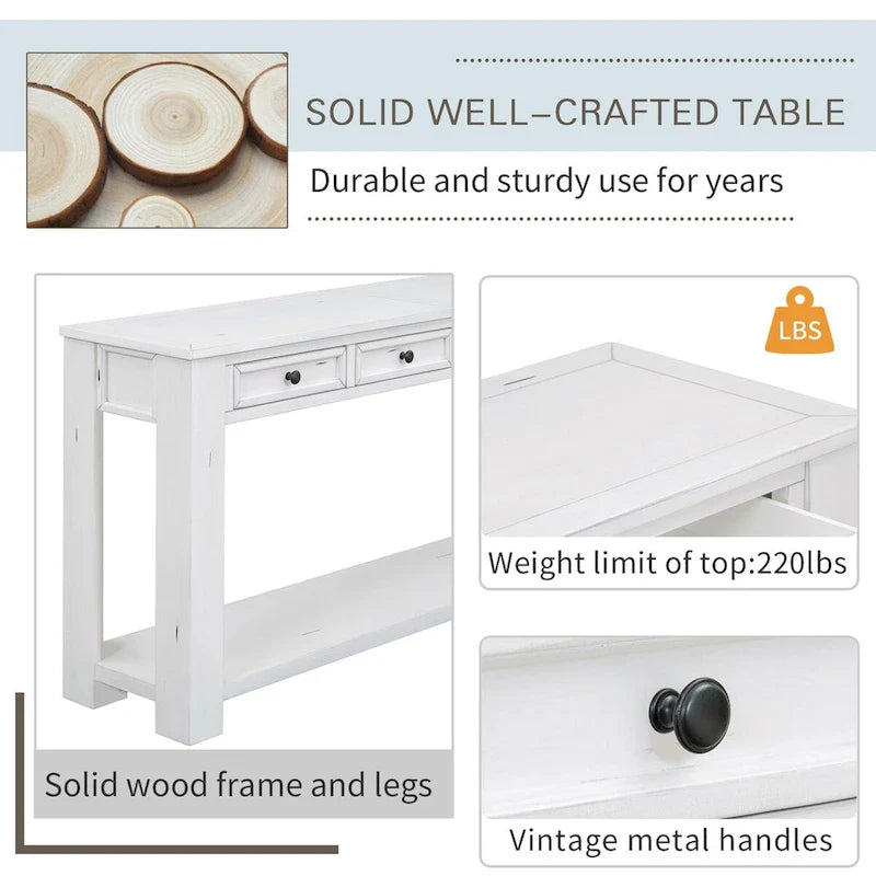 Console pour entrée, couloir, table de canapé avec tiroirs de rangement et étagère inférieure