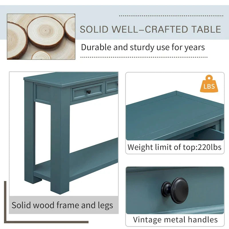 Console pour entrée, couloir, table de canapé avec tiroirs de rangement et étagère inférieure