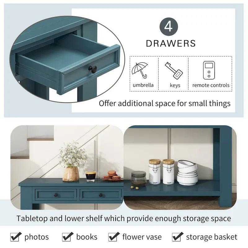Console pour entrée, couloir, table de canapé avec tiroirs de rangement et étagère inférieure