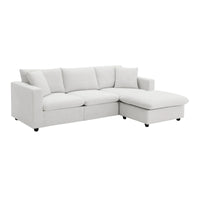 Canapé sectionnel moderne en L en tissu polyester avec pouf