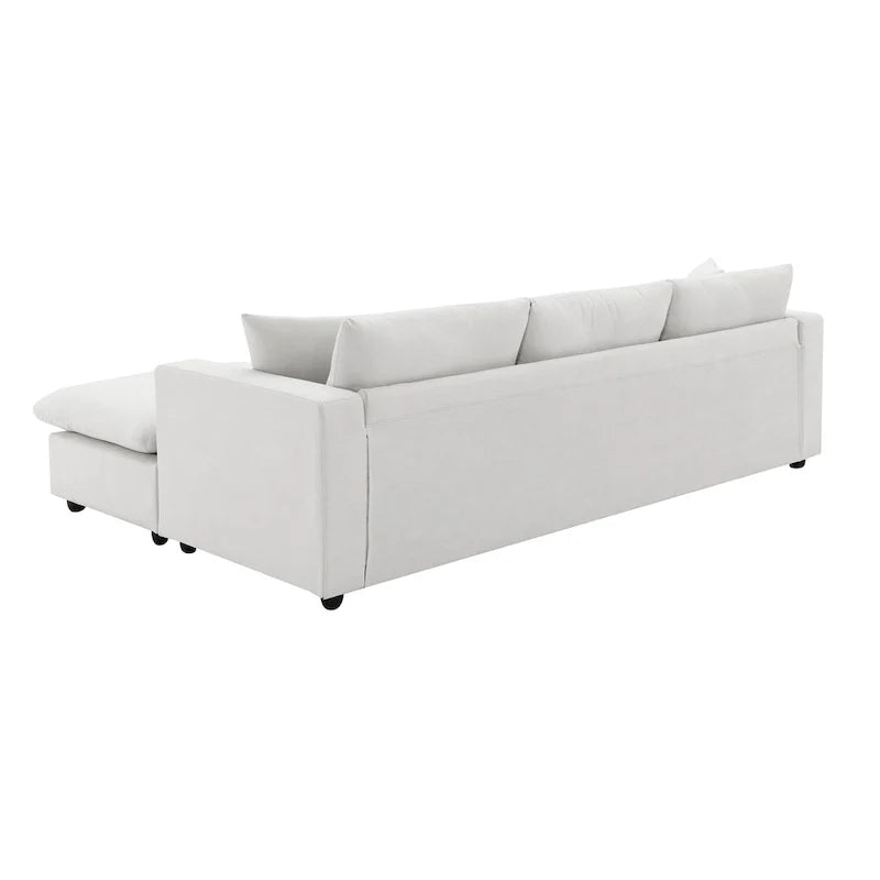 Canapé sectionnel moderne en L en tissu polyester avec pouf
