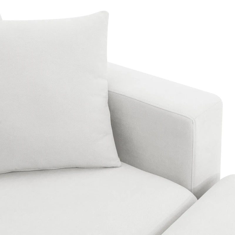 Canapé sectionnel moderne en L en tissu polyester avec pouf
