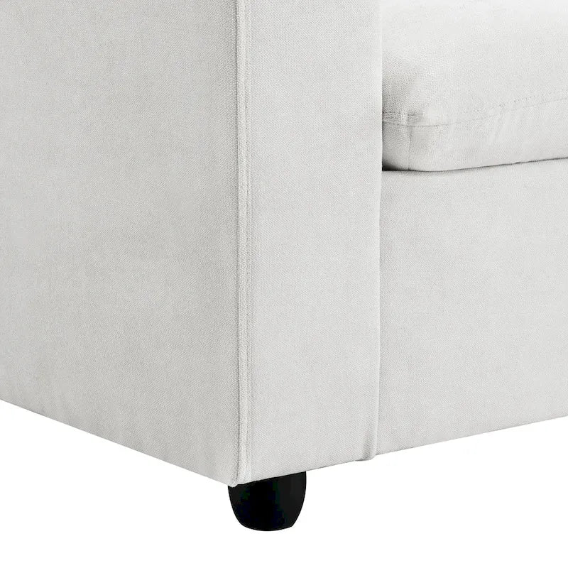 Canapé sectionnel moderne en L en tissu polyester avec pouf