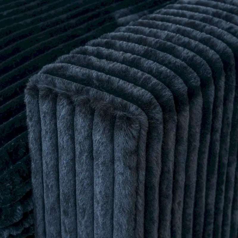 Canapé sectionnel moderne en L en tissu polyester avec pouf