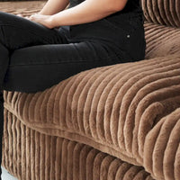 Canapé sectionnel moderne en L en tissu polyester avec pouf