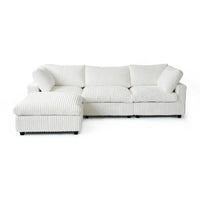 Canapé sectionnel moderne en L en tissu polyester avec pouf