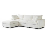 Canapé sectionnel moderne en L en tissu polyester avec pouf