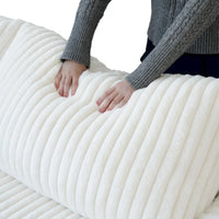 Canapé sectionnel moderne en L en tissu polyester avec pouf
