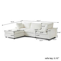 Canapé sectionnel moderne en L en tissu polyester avec pouf