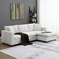 Canapé sectionnel moderne en L en tissu polyester avec pouf