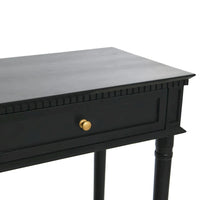 Console en bois d'acacia avec étagère en rotin