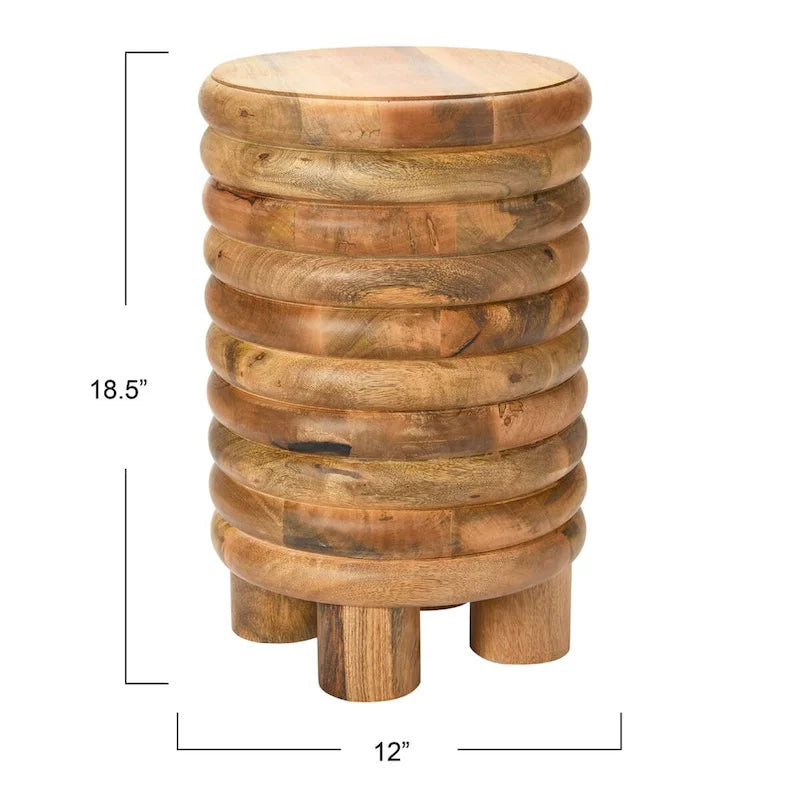 Table d'appoint ou tabouret Vintage en bois massif Dossier