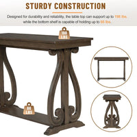 Console vintage rustique 48 pouces - Table d'entrée style ferme avec étagère ouverte et construction robuste