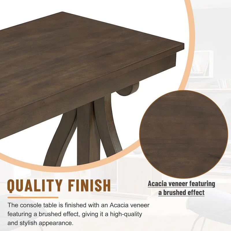 Console vintage rustique 48 pouces - Table d'entrée style ferme avec étagère ouverte et construction robuste