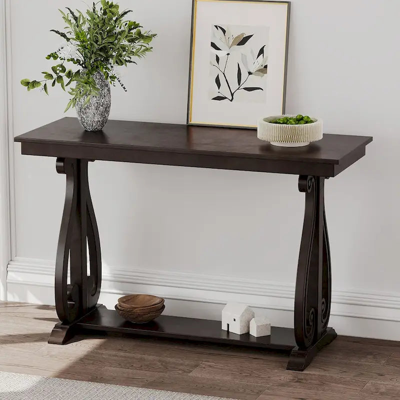 Console vintage rustique 48 pouces - Table d'entrée style ferme avec étagère ouverte et construction robuste