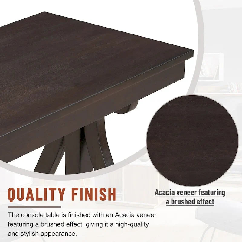 Console vintage rustique 48 pouces - Table d'entrée style ferme avec étagère ouverte et construction robuste