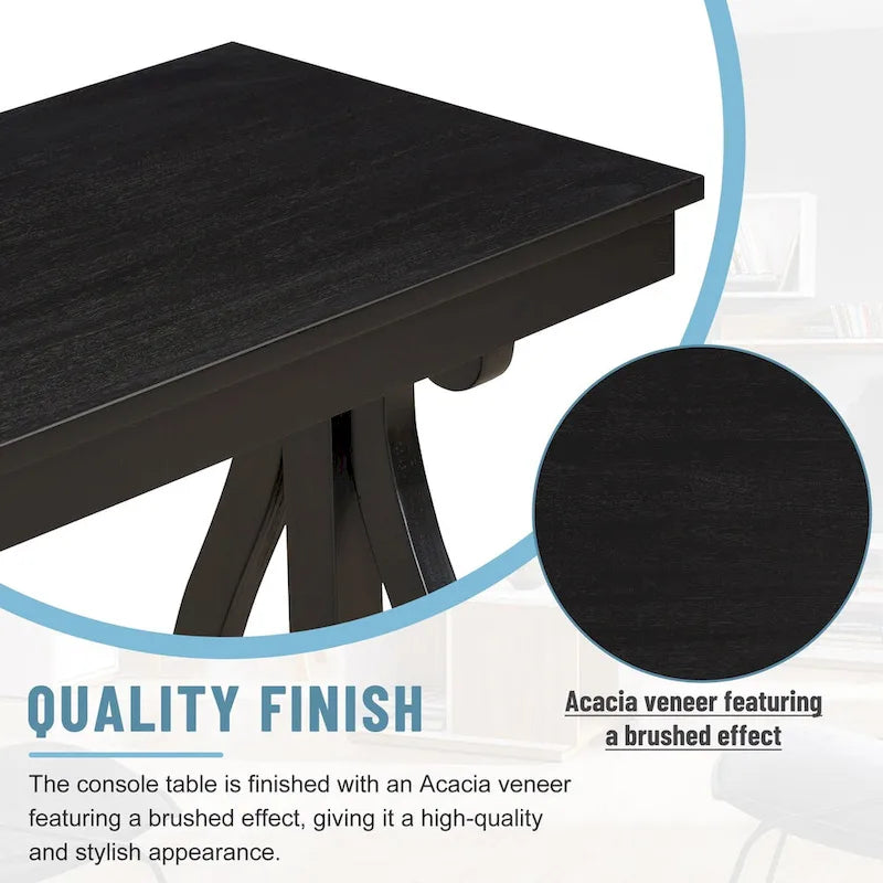 Console vintage rustique 48 pouces - Table d'entrée style ferme avec étagère ouverte et construction robuste