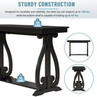 Console vintage rustique 48 pouces - Table d'entrée style ferme avec étagère ouverte et construction robuste