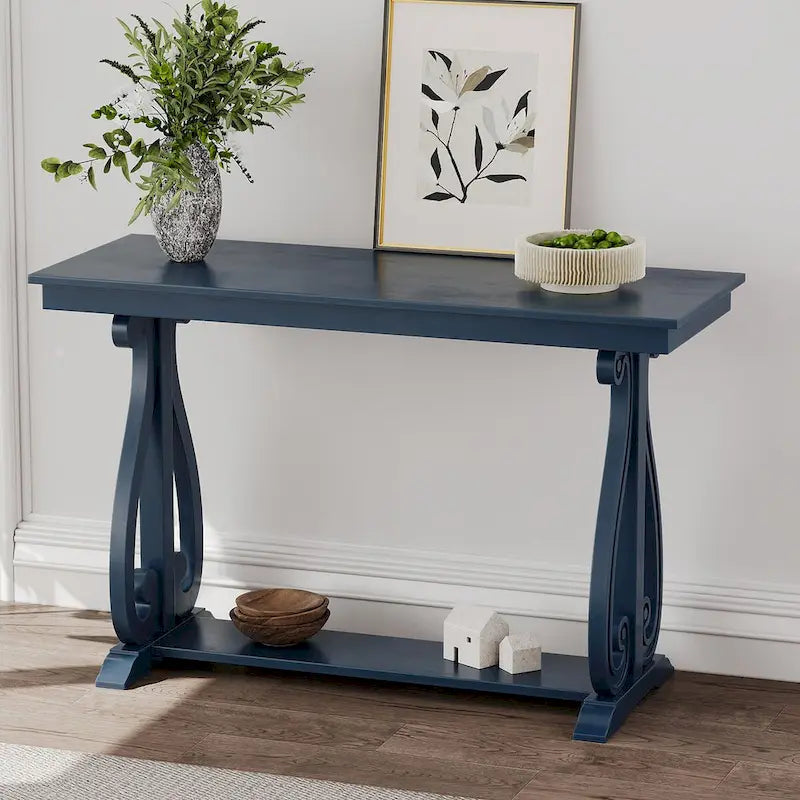 Console vintage rustique 48 pouces - Table d'entrée style ferme avec étagère ouverte et construction robuste