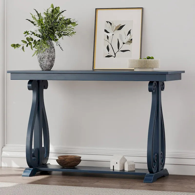 Console vintage rustique 48 pouces - Table d'entrée style ferme avec étagère ouverte et construction robuste
