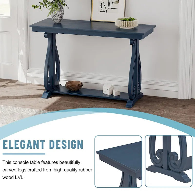 Console vintage rustique 48 pouces - Table d'entrée style ferme avec étagère ouverte et construction robuste