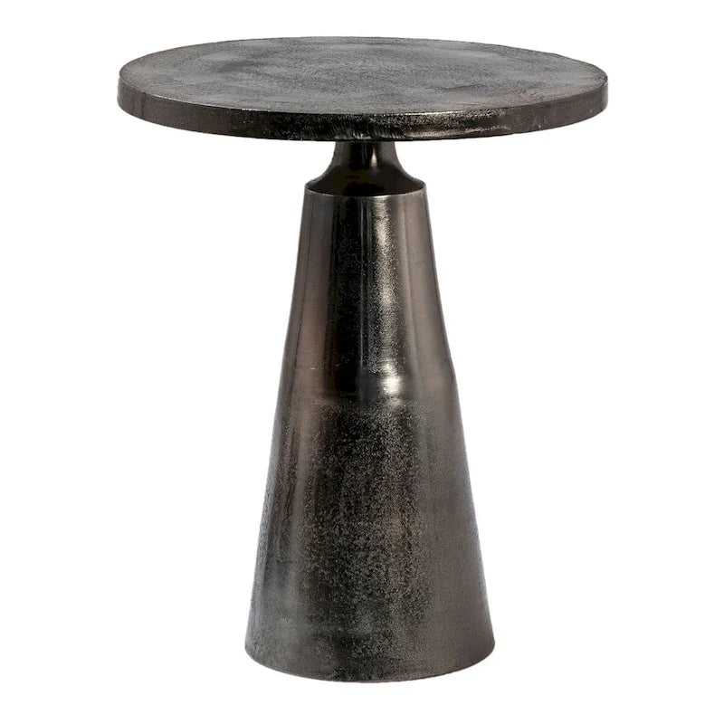 Table d'appoint Jett 20 avec piètement piédestal en aluminium noir nickelé