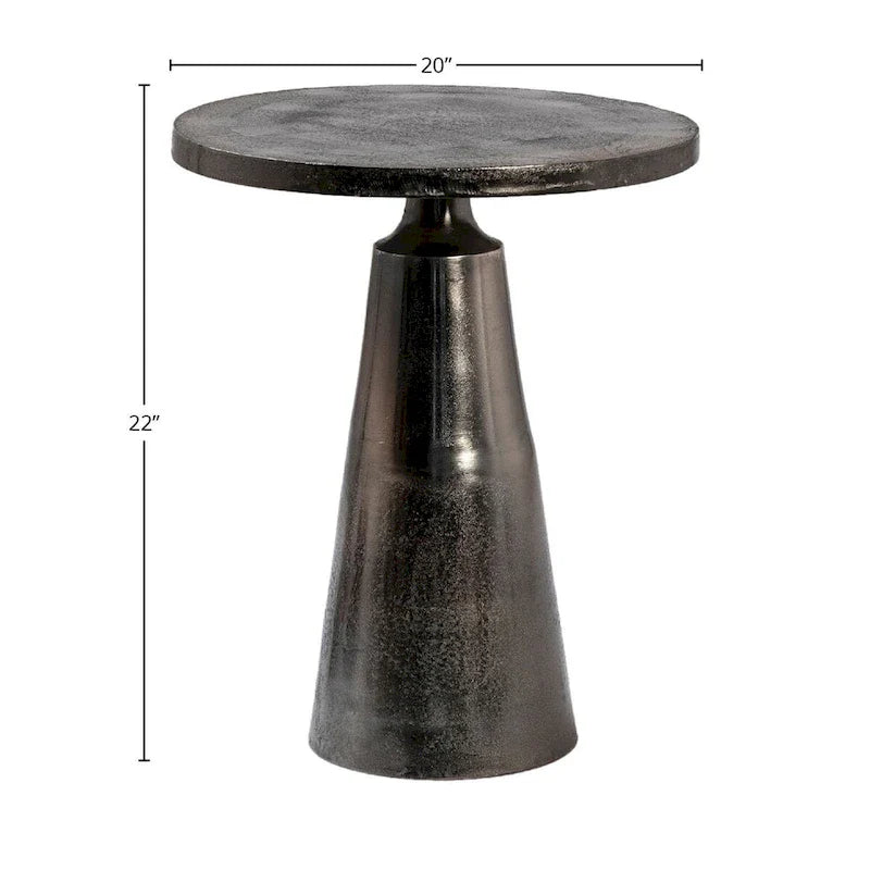 Table d'appoint Jett 20 avec piètement piédestal en aluminium noir nickelé