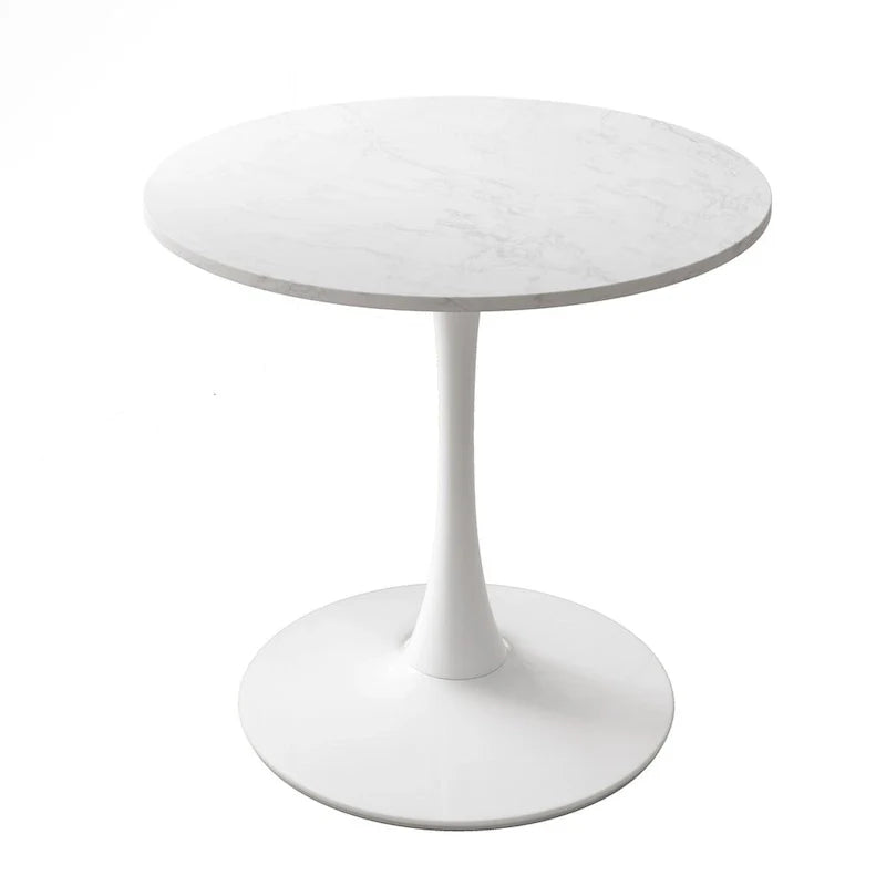 Table à manger ronde moderne 32 pouces à base en métal avec plateau en MDF