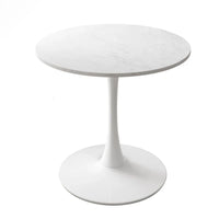 Table à manger ronde moderne 32 pouces à base en métal avec plateau en MDF