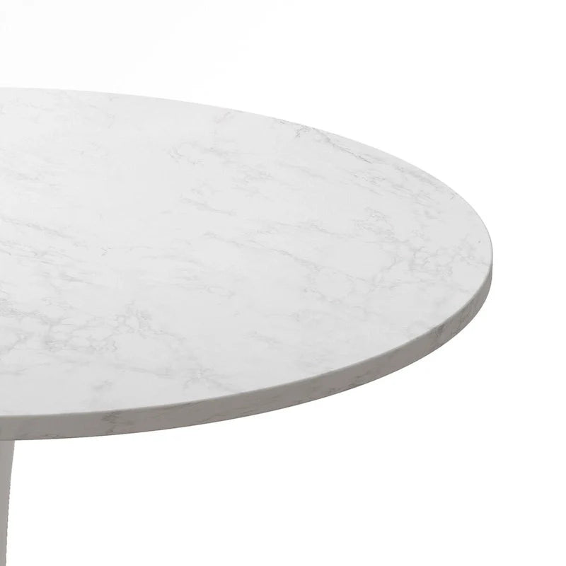 Table à manger ronde moderne 32 pouces à base en métal avec plateau en MDF