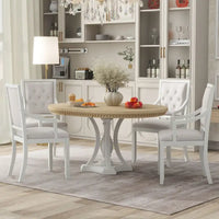 Ensemble de salle à manger 5 pièces, table à manger ronde extensible et 4 chaises à dossier rembourré pour cuisine et salle à manger