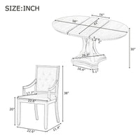 Ensemble de salle à manger 5 pièces, table à manger ronde extensible et 4 chaises à dossier rembourré pour cuisine et salle à manger
